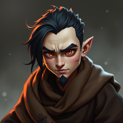 The Black-Haired, Orange-Eyed Male Gnome Monk