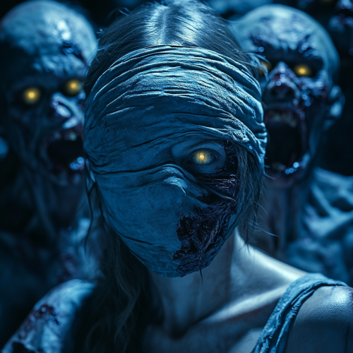The Blindfolded Woman with Zombies