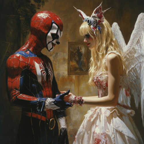 The Blonde Cyber Angel Greets Spider-Man Clown Elegantly