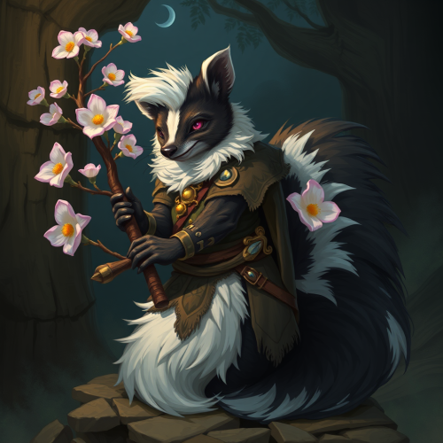 The Bloomburrow Skunk, a Fantasy DnD Druid Art