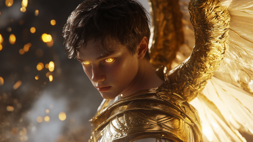 The Brave Angel Knight in Gold Armor