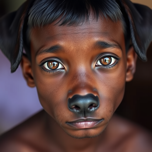 The Bright-Eyed African American Boy with Low Cut Fade