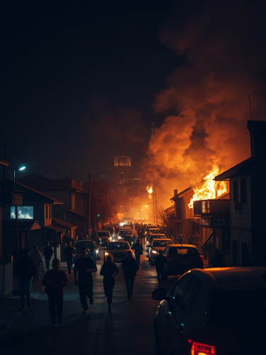The Burning City: A Panic-Stricken Night Escape
