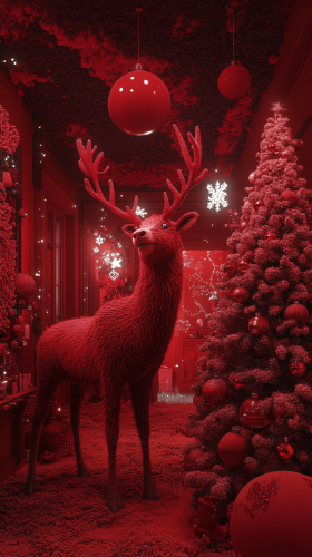 The Christmas room with a cute monster