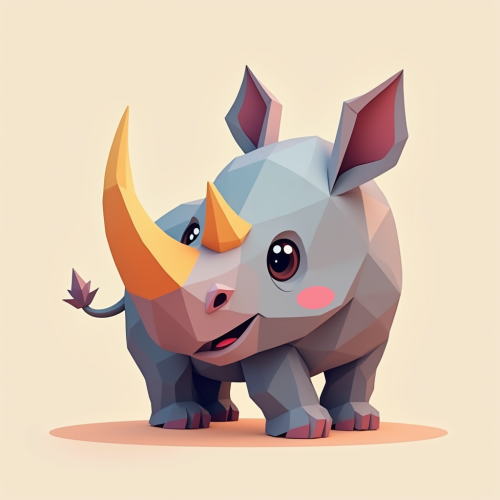 The Colorful Cartoonish Baby Rhino Origami Art