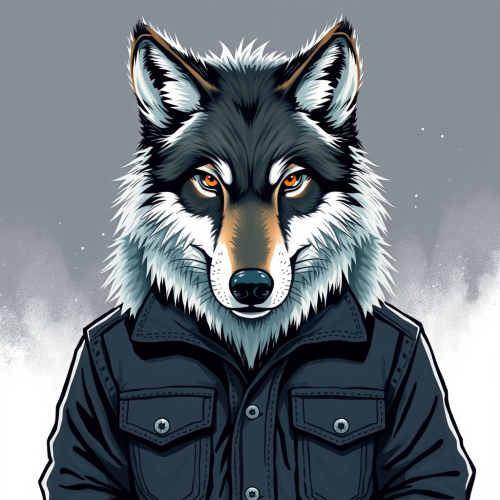 The Cool Wolf in a Jacket Drawing