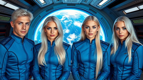The Crew: Blue-Eyed Youths on Starship Orbiting Earth