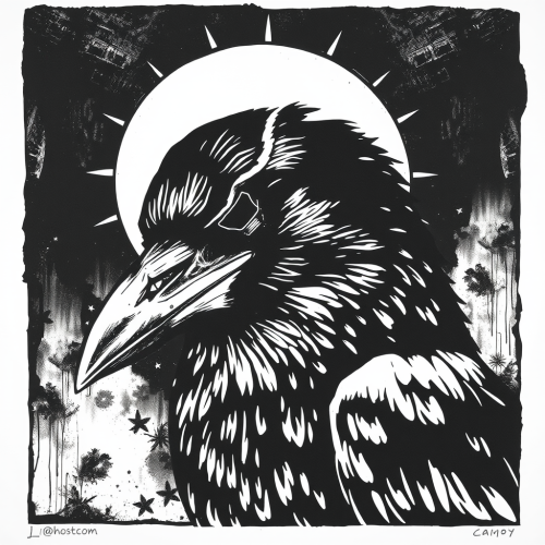 The Crow with X Eyes and Broken Halo
