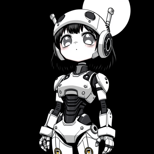 The Cute Manga Robot Girl in Noir Style