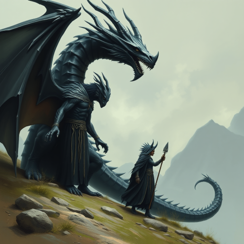 The Dark Elf Druid Shapeshifted into a Black Dragon