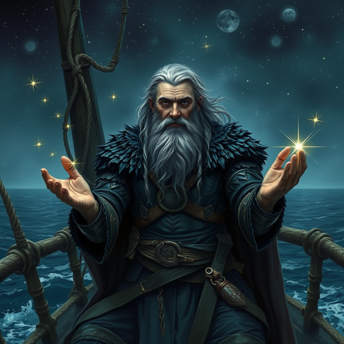 The Druid Man on Ship Summoning Stars.
