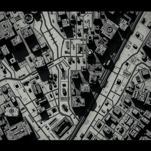 The Dystopian Future City Map with Industrial Feel