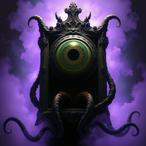 The Eldritch Creature's Eye Amidst Purple Mist