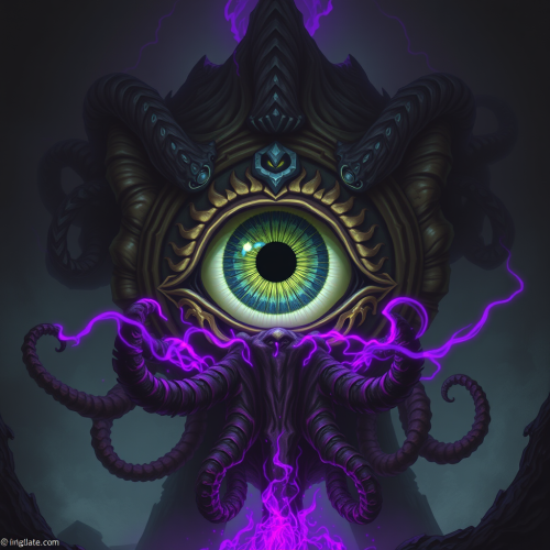 The Eldritch Creature Behind a Purple Magic Barrier