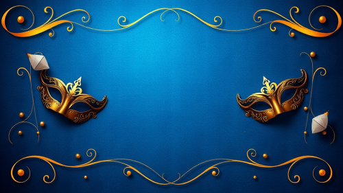 The Elegant, Carnival-Themed Background with Golden Masks