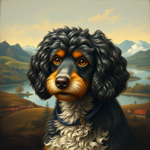 The Enigmatic Canine: A Retro-Styled Artistry Masterpiece
