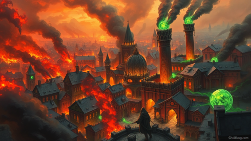 The Enthralling Chaos in a Burning Fantasy Town