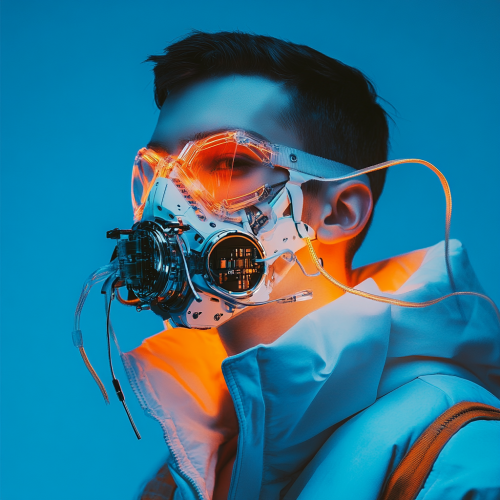 The Fashionable Man with Futuristic Oxygen Mask