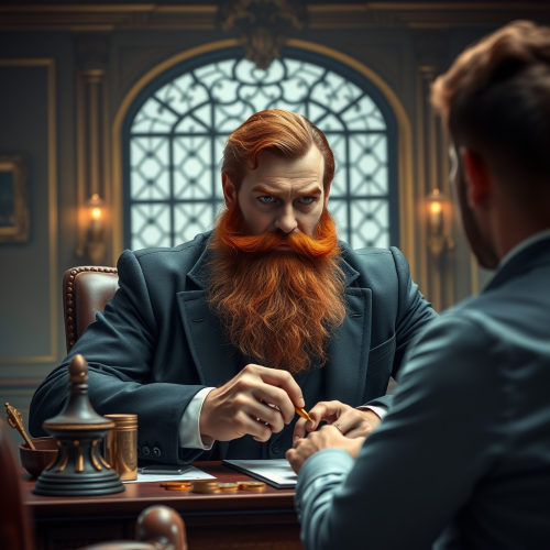 The Fearful Banker Negotiating in Coin-Filled Office