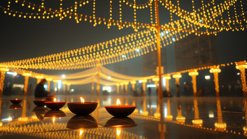 The Floor Reflection of Diwali Lights