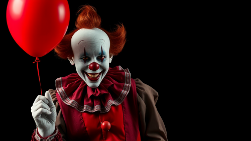 The Full-Body Art of IT Clown with Red Balloon