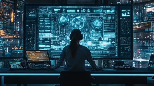 The Future Office with Woman Leader and Technology