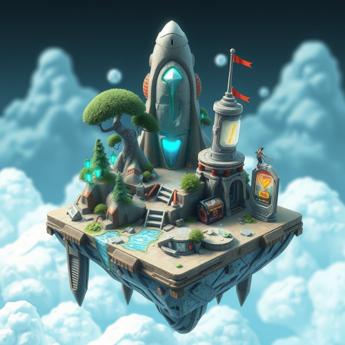 The Futuristic Mini-World on a Floating Island