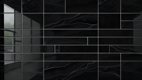 The Glossy Black Square Tile Wall