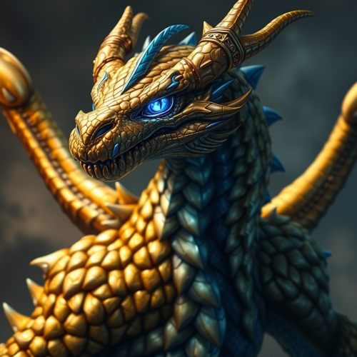 The Golden Dragonborn Warrior with Blue Accents