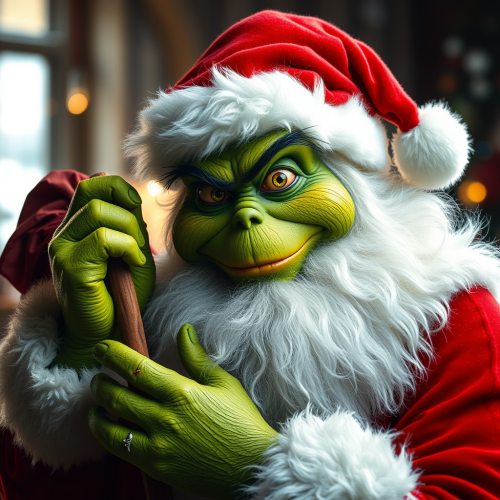 The Grinch Dressed as Santa Claus
