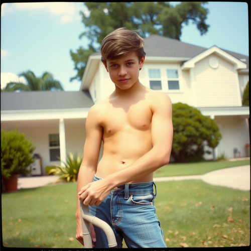 The Handsome Teen Doing Yard Work in 1980s