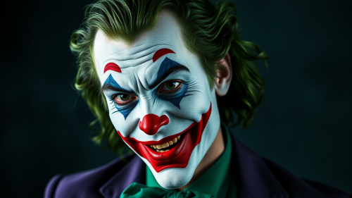 The Joker's Full Body with a Serious Grin