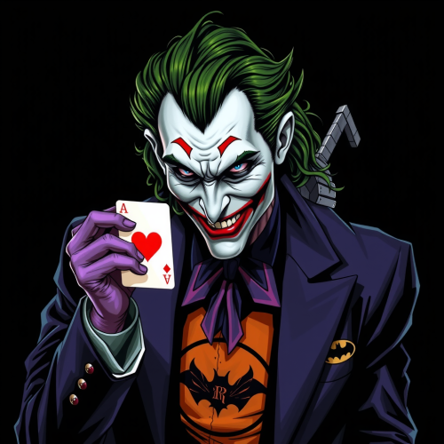 The Joker Holding a Batman Playing Card