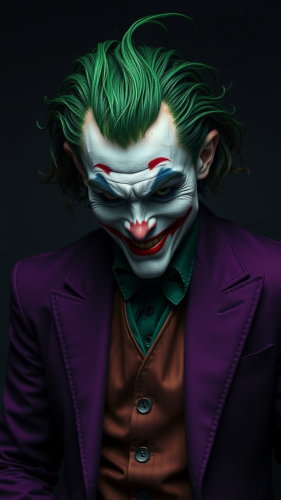 The Joker with Green Hair in Purple Outfit