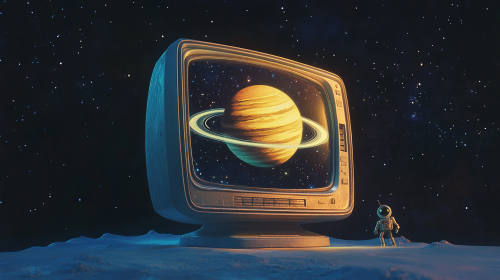 The Little Saturn in Old Computer Monitor