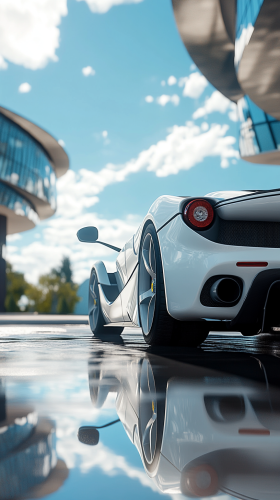 The Luxurious White Ferrari LaFerrari in Architectural Setting