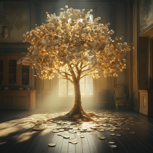 The Magical Money Tree in Luxurious Living Room