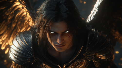 The Male Angel Villain in Black Armor