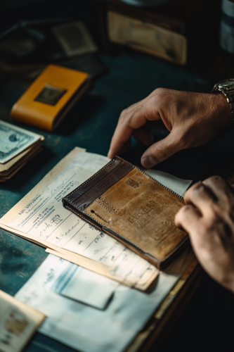 The Man's desk with expensive watch and documents