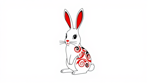 The Maori-designed Easter Bunny on White Background