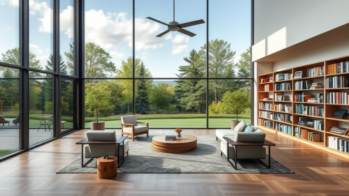 The Modern Home Library Overlooking Nature