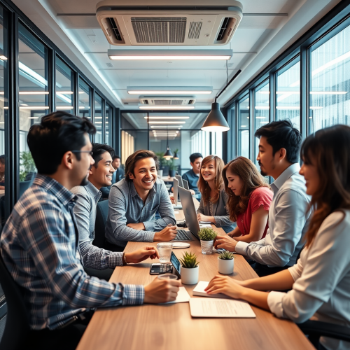 The Modern Office Team Under Air Conditioning