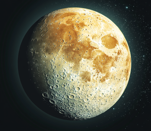 The Moon in 3D Style on Black Background