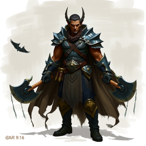 The Muscular Dark Elf Fighter's Full Body Portrait