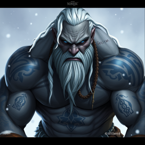 The Muscular Goliath with White Dreadlocks in Snow