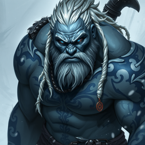 The Muscular Goliath with White Dreadlocks in Snow