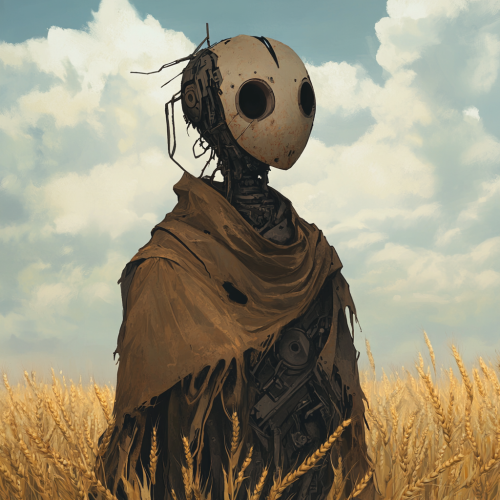 The Mysterious Ghibli-Style Scarecrow in Futuristic Year 3000