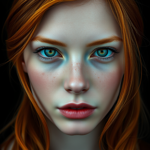 The Mystical Ginger-Haired Woman with Vibrant Green Eyes