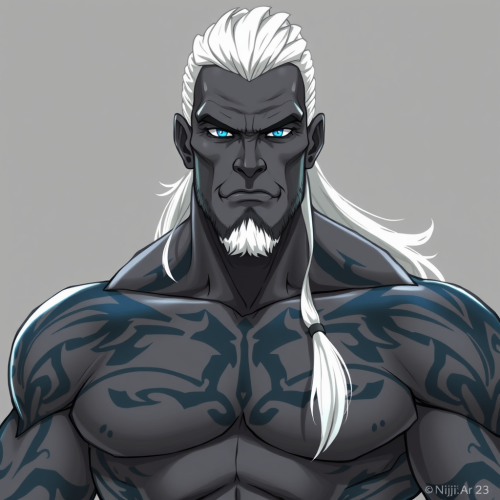 The Nordic Fantasy Character Goliath with Blue Tattoos