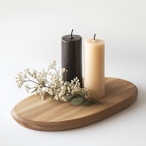 The Oval Wooden Board for Elegant Candle Arrangement